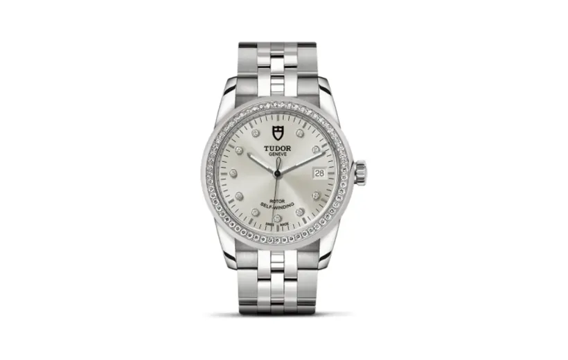Tudor Glamour Date 36 Stainless Steel / Diamond / Silver-Diamond / Bracelet