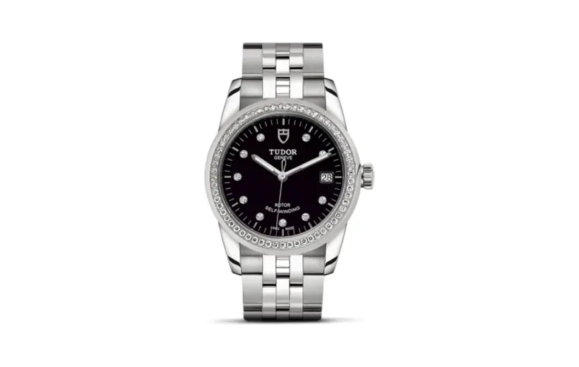 Tudor Glamour Date 36 Stainless Steel / Diamond / Black-Diamond / Bracelet
