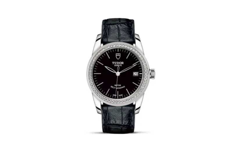 Tudor Glamour Date 36 Stainless Steel / Diamond / Black / Strap