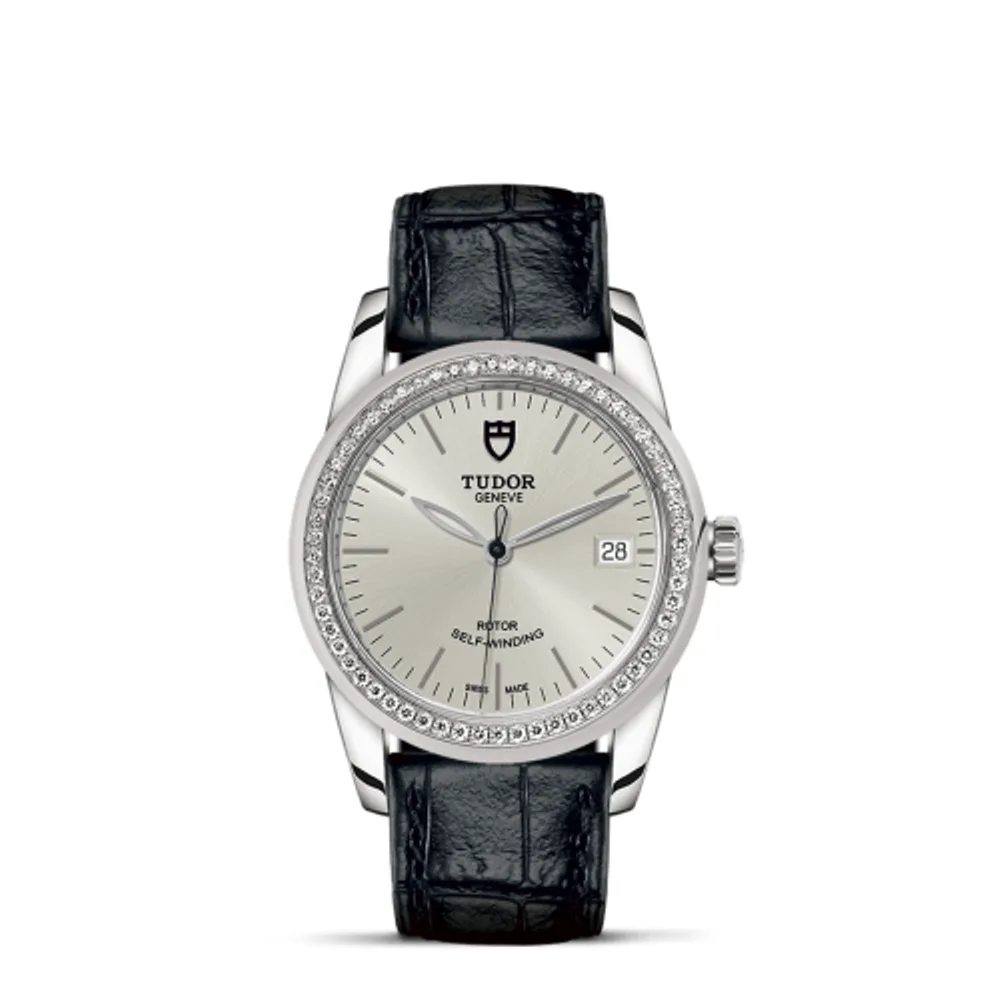 Tudor Glamour Date 36 Stainless Steel / Diamond / Silver / Strap
