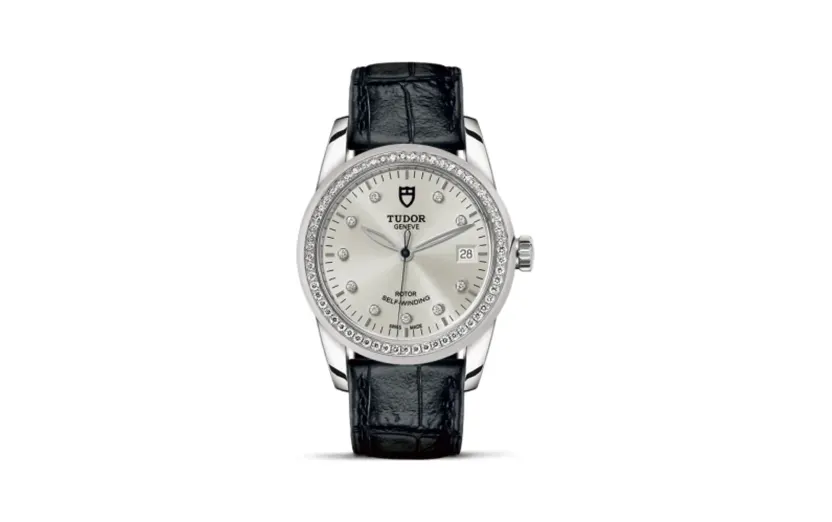 Tudor Glamour Date 36 Stainless Steel / Diamond / Silver-Diamond / Strap