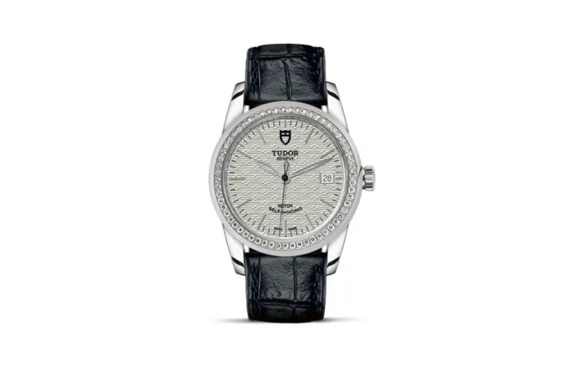 Tudor Glamour Date 36 Stainless Steel / Diamond / Jacquard Silver / Strap