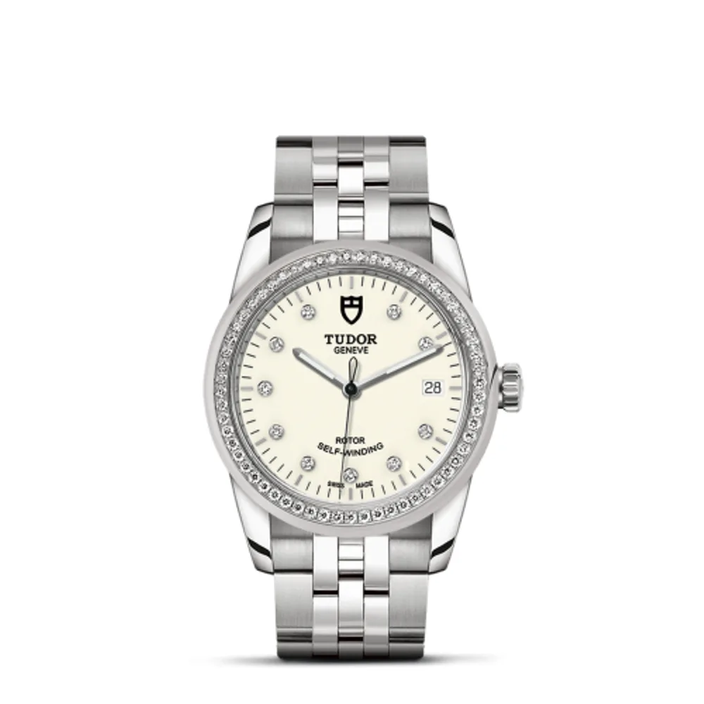 Tudor Glamour Date 36 Stainless Steel / Diamond / Opaline-Diamond / Bracelet