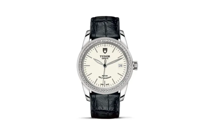 Tudor Glamour Date 36 Stainless Steel / Diamond / Opaline / Strap