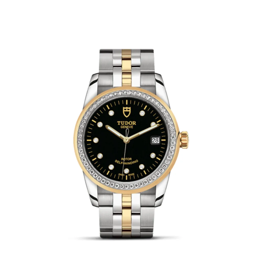 Tudor Glamour Date 36 Stainless Steel / Yellow Gold / Diamond / Black-Diamond / Bracelet