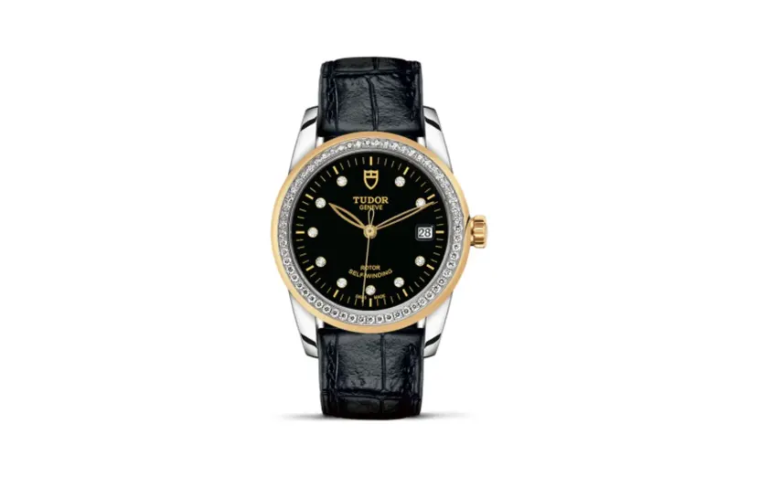 Tudor Glamour Date 36 Stainless Steel / Yellow Gold / Diamond / Black-Diamond / Strap