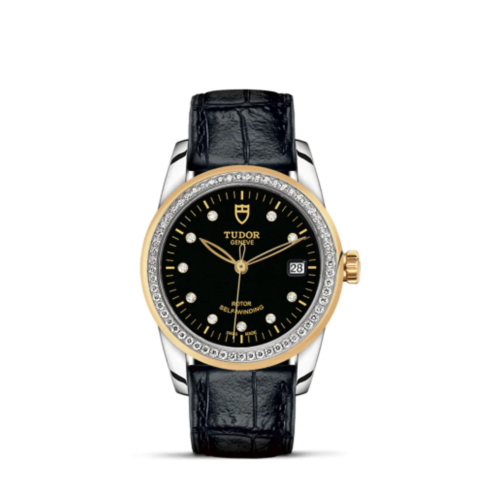 Tudor Glamour Date 36 Stainless Steel / Yellow Gold / Diamond / Black-Diamond / Strap