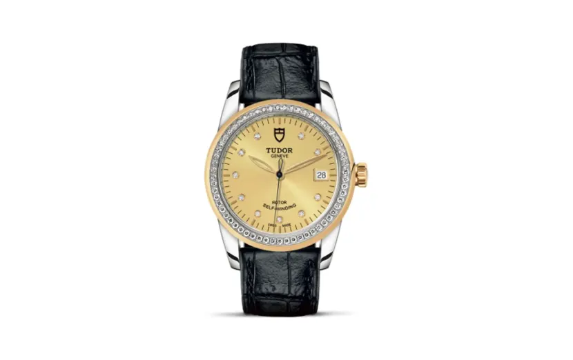Tudor Glamour Date 36 Stainless Steel / Yellow Gold / Diamond / Champagne-Diamond / Strap