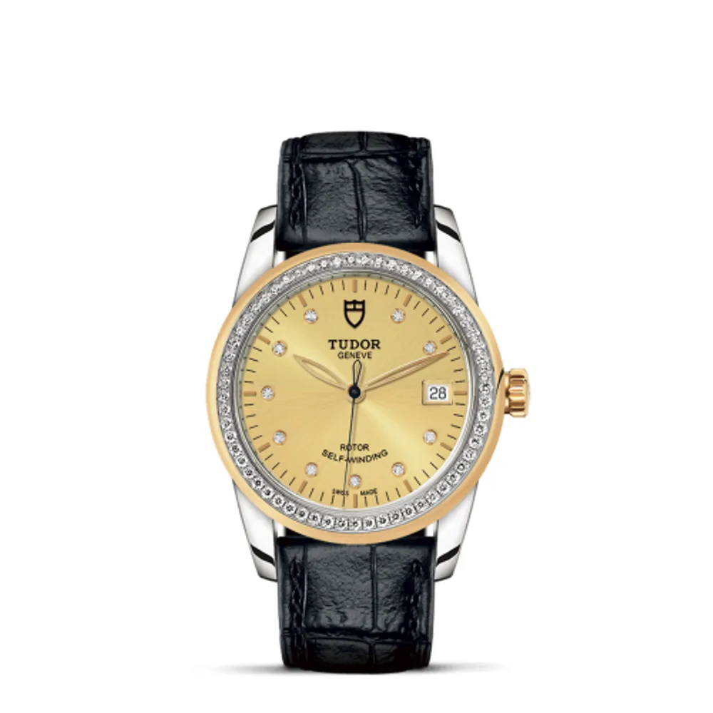 Tudor Glamour Date 36 Stainless Steel / Yellow Gold / Diamond / Champagne-Diamond / Strap