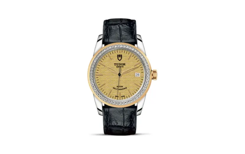 Tudor Glamour Date 36 Stainless Steel / Yellow Gold / Diamond / Jacquard Champagne / Strap