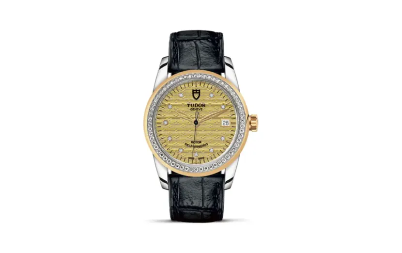Tudor Glamour Date 36 Stainless Steel / Yellow Gold / Diamond / Jacquard Champagne-Diamond / Strap
