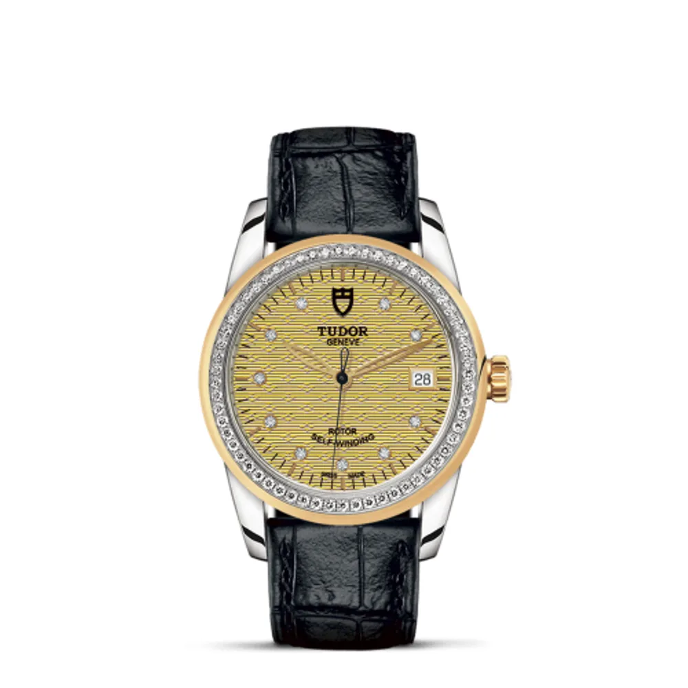 Tudor Glamour Date 36 Stainless Steel / Yellow Gold / Diamond / Jacquard Champagne-Diamond / Strap
