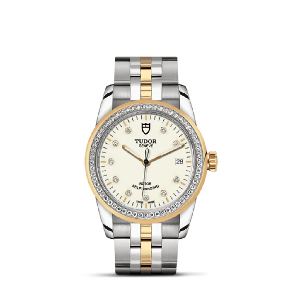 Tudor Glamour Date 36 Stainless Steel / Yellow Gold / Diamond / Opaline-Diamond / Bracelet