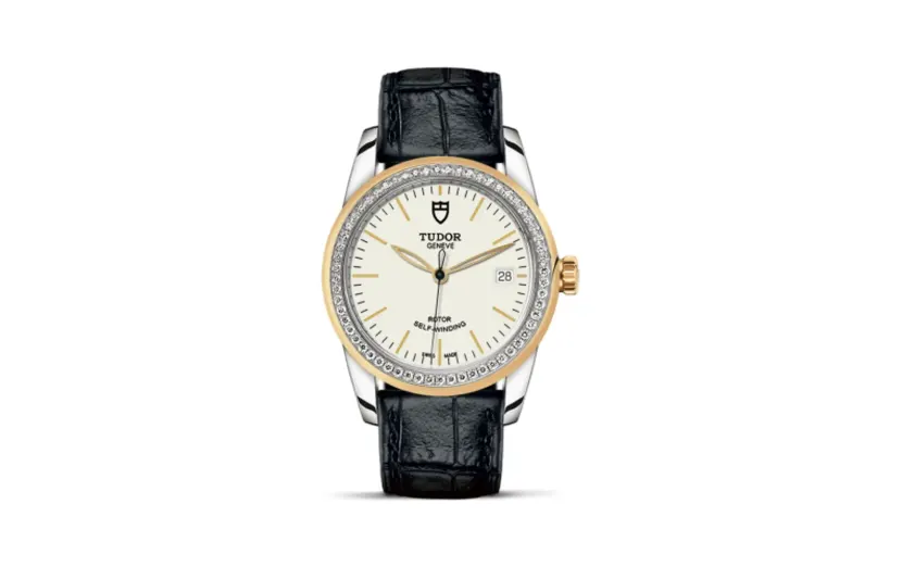 Tudor Glamour Date 36 Stainless Steel / Yellow Gold / Diamond / Opaline / Strap