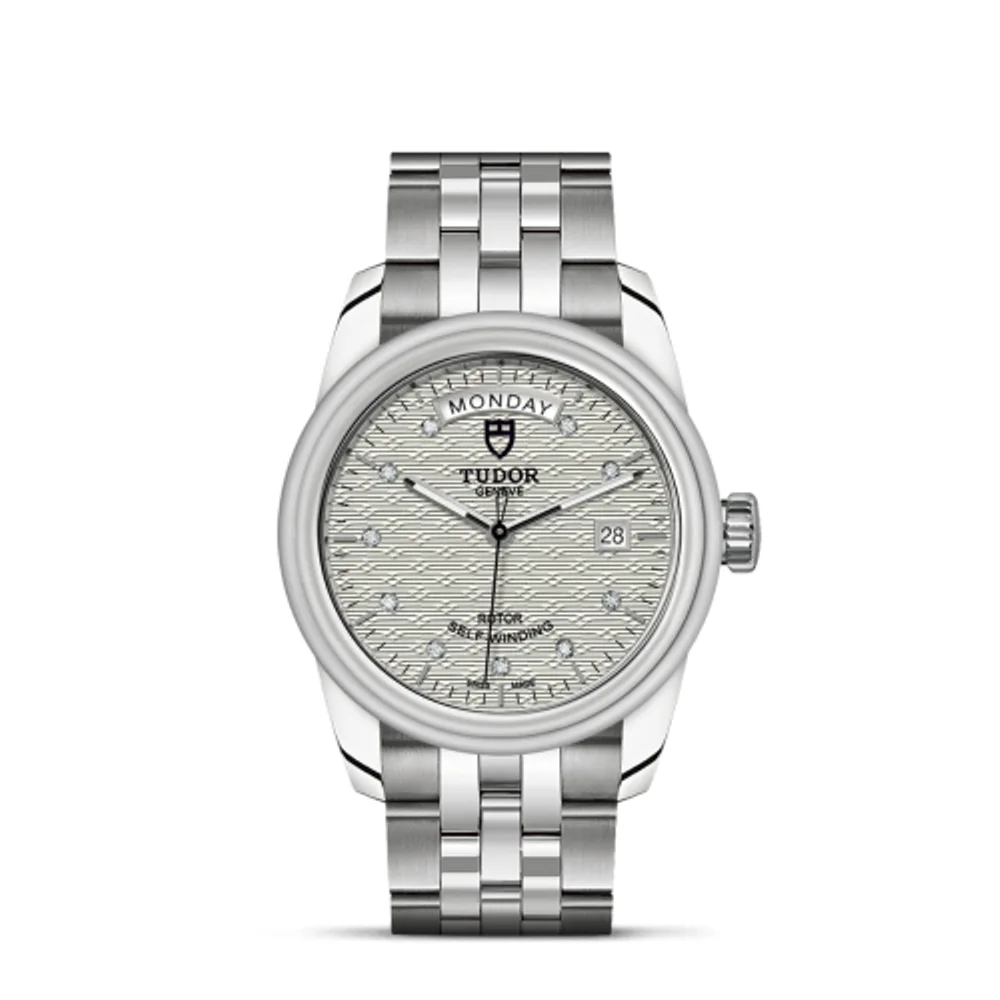Tudor Glamour Day + Date Stainless Steel / Jacquard Silver-Diamond / Bracelet
