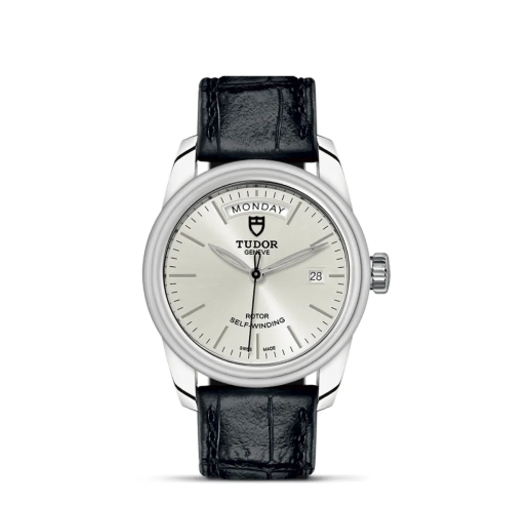 Tudor Glamour Day + Date Stainless Steel / Silver / Strap
