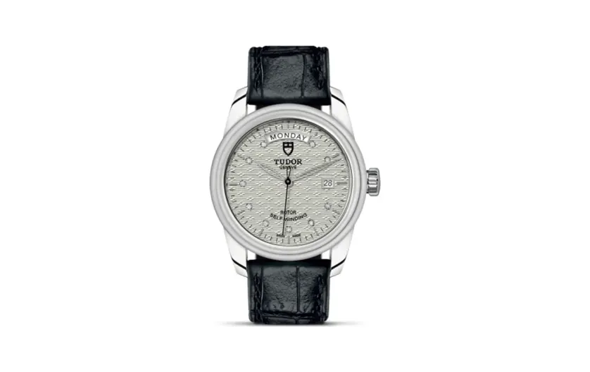 Tudor Glamour Day + Date Stainless Steel / Jacquard Silver-Diamond / Strap