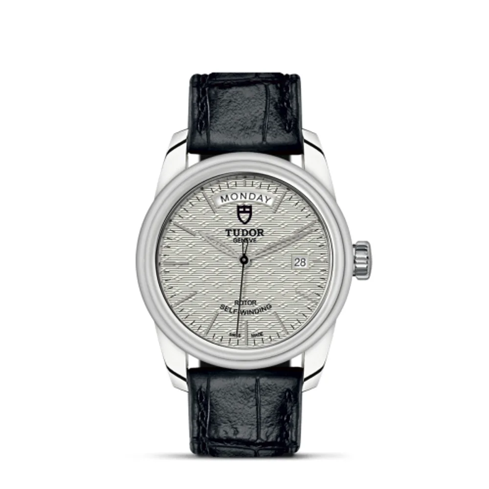 Tudor Glamour Day + Date Stainless Steel / Jacquard Silver / Strap