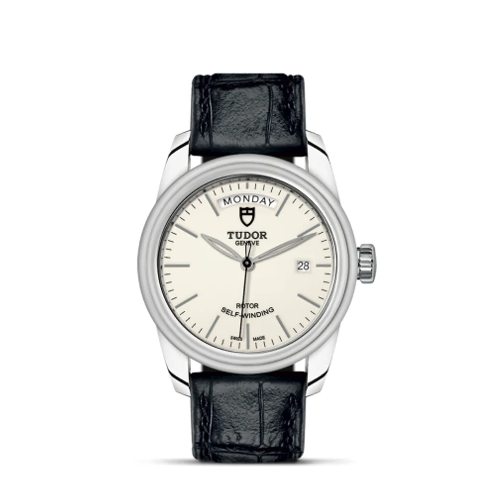 Tudor Glamour Day + Date Stainless Steel / Opaline/ Strap