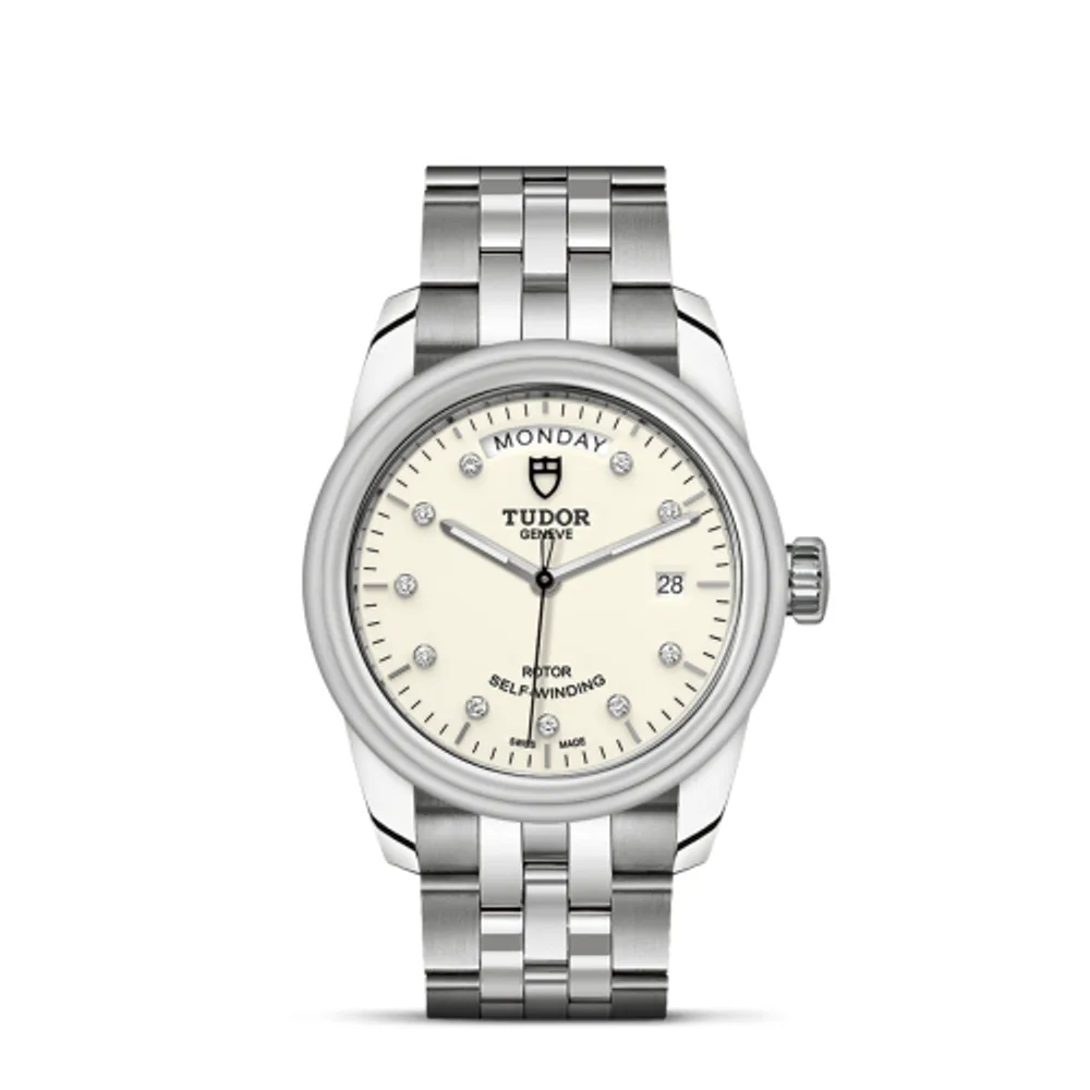 Tudor Glamour Day + Date Stainless Steel / Opaline-Diamond / Bracelet