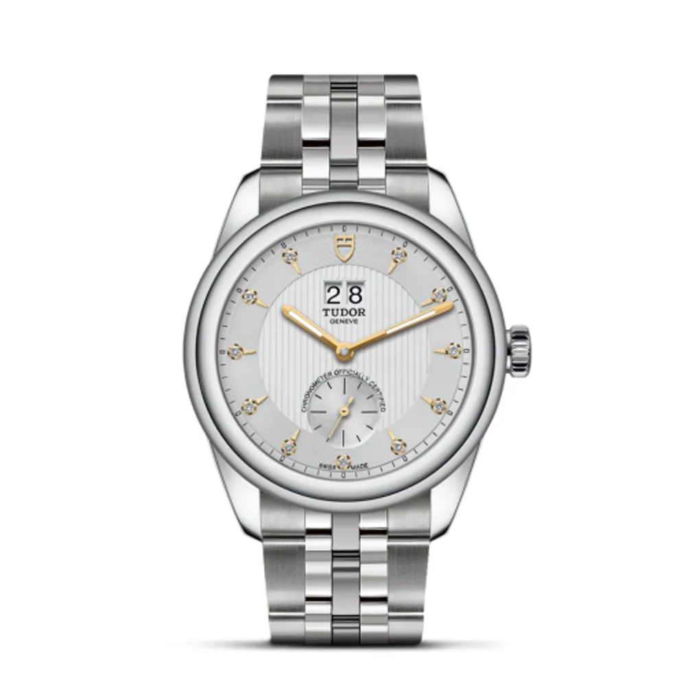 Tudor Glamour Double Date Stainless Steel / Silver-Diamond / Bracelet