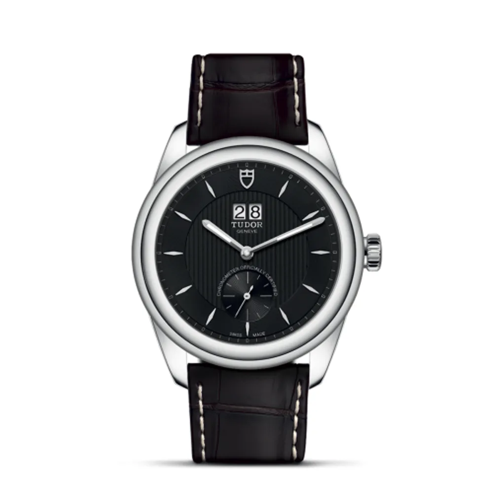 Tudor Glamour Double Date Stainless Steel / Black / Strap