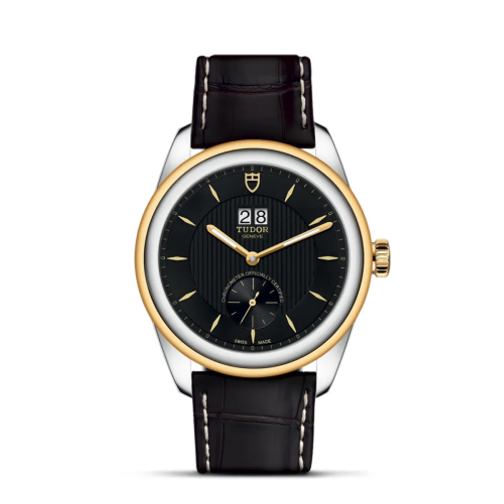 Tudor Glamour Double Date Stainless Steel / Yellow Gold / Black / Strap