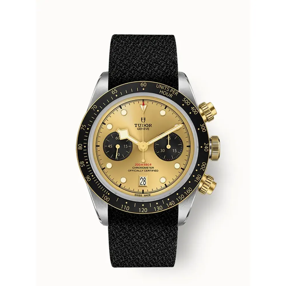 Tudor Black Bay Chrono S&G, 41mm steel case, Black fabric strap