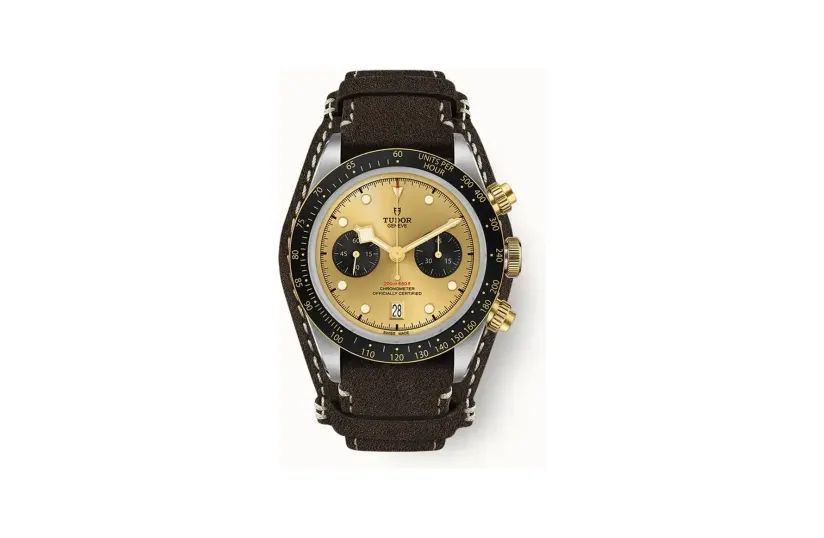 Tudor Black Bay Chrono S&G, 41mm steel case, Brown leather strap