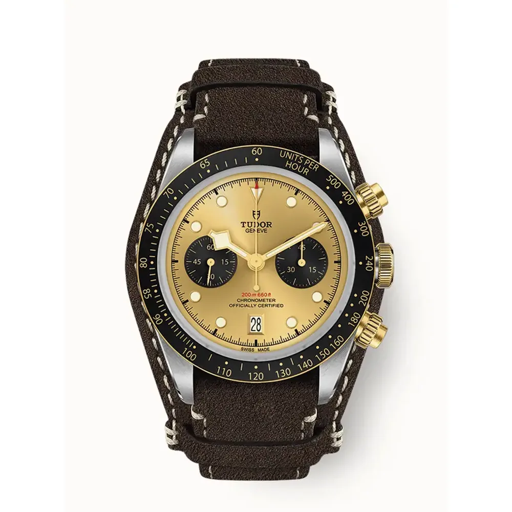 Tudor Black Bay Chrono S&G, 41mm steel case, Brown leather strap