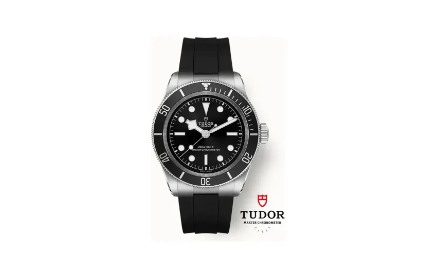 Tudor Black Bay, 41mm steel case, Black rubber strap
