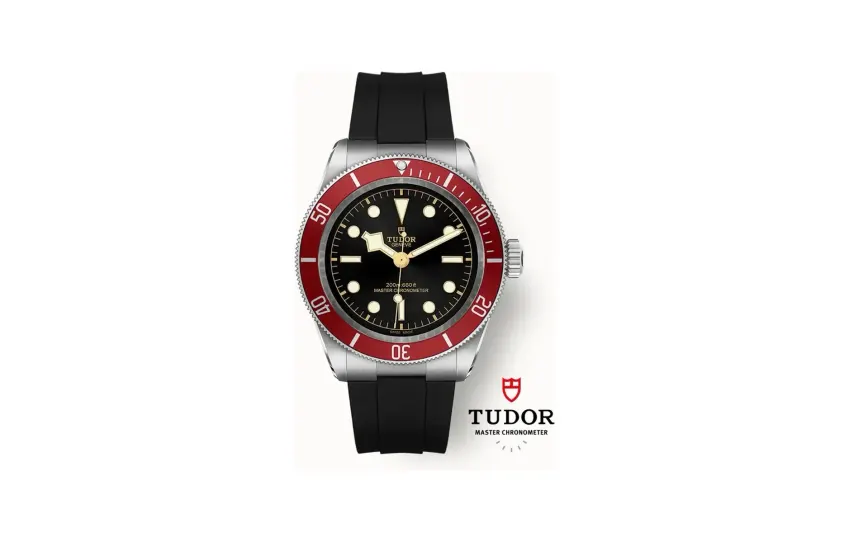 Tudor Black Bay, 41mm steel case, Black rubber strap