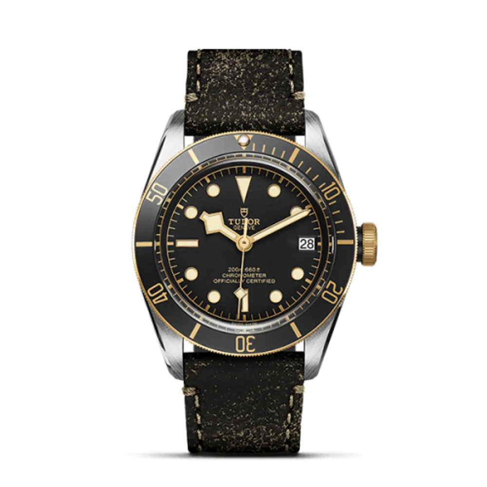 Tudor Heritage Black Bay Black S&G / Stainless Steel / Yellow Gold / Black / Strap