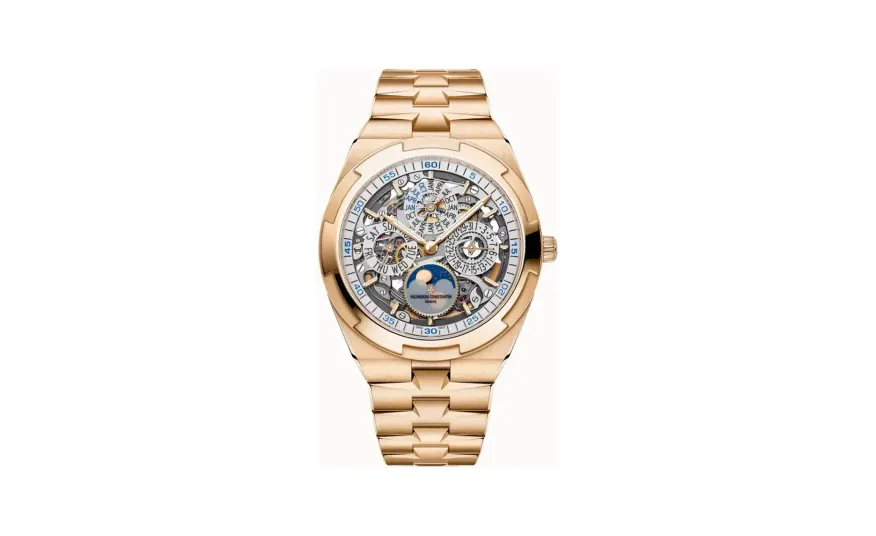 Vacheron Constantin Overseas perpetual calendar ultra-thin skeleton, 41.5 mm Pink Gold