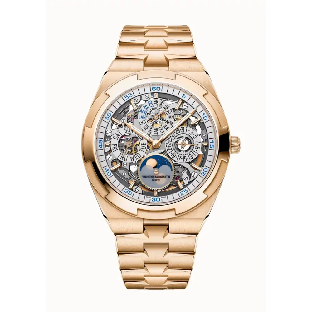 Vacheron Constantin Overseas perpetual calendar ultra-thin skeleton, 41.5 mm Pink Gold