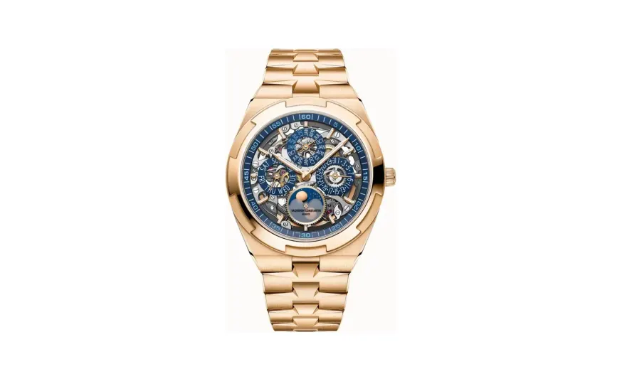 Vacheron Constantin Overseas perpetual calendar ultra-thin skeleton, 41.5 mm Pink Gold