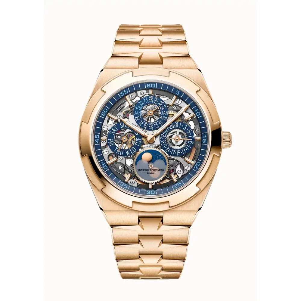 Vacheron Constantin Overseas perpetual calendar ultra-thin skeleton, 41.5 mm Pink Gold